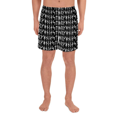 Rune Pattern Men's Athletic Long Shorts - Between Valhalla and Hel