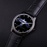 To Valhalla (Black) 30 Meters Waterproof Quartz Fashion Watch With Black Genuine Leather Band - Between Valhalla and Hel