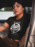 Hail Satan Meow Women's T-Shirt (White/Black) - Between Valhalla and Hel